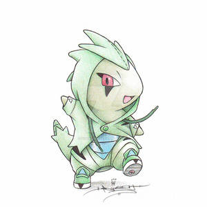 Larvitar wearing a Tyranitar onsie