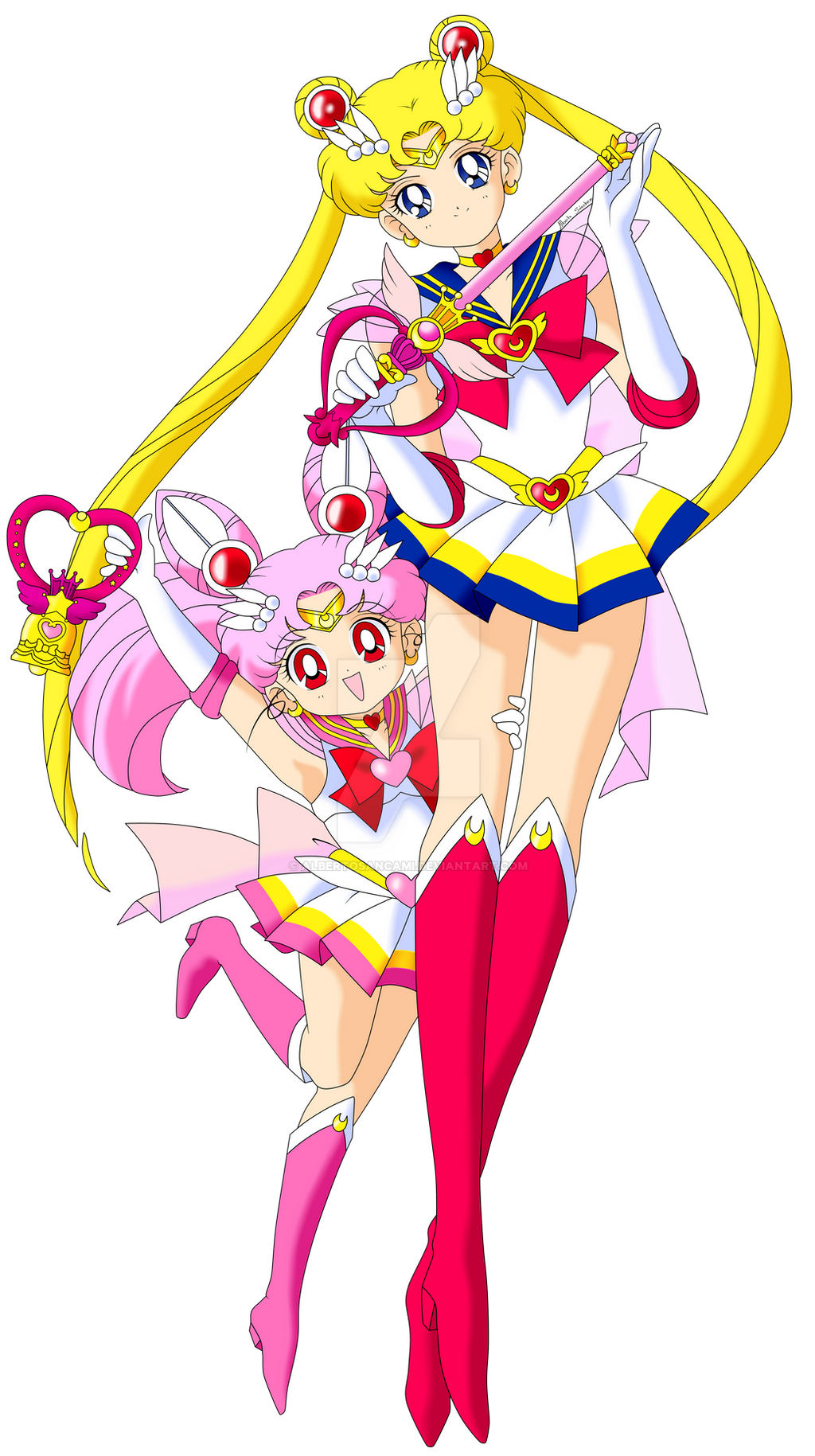 Super Sailor Moon And Super Sailor Chibimoon By Albertosancami On 