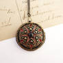 Antique Button Pendant - Bead Embroidered Jewelry