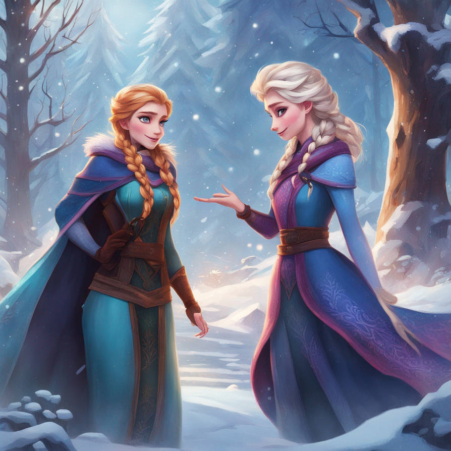Anna Elsa Raining Elsa and Anna enjoying winter day by hawks51 on DeviantArt