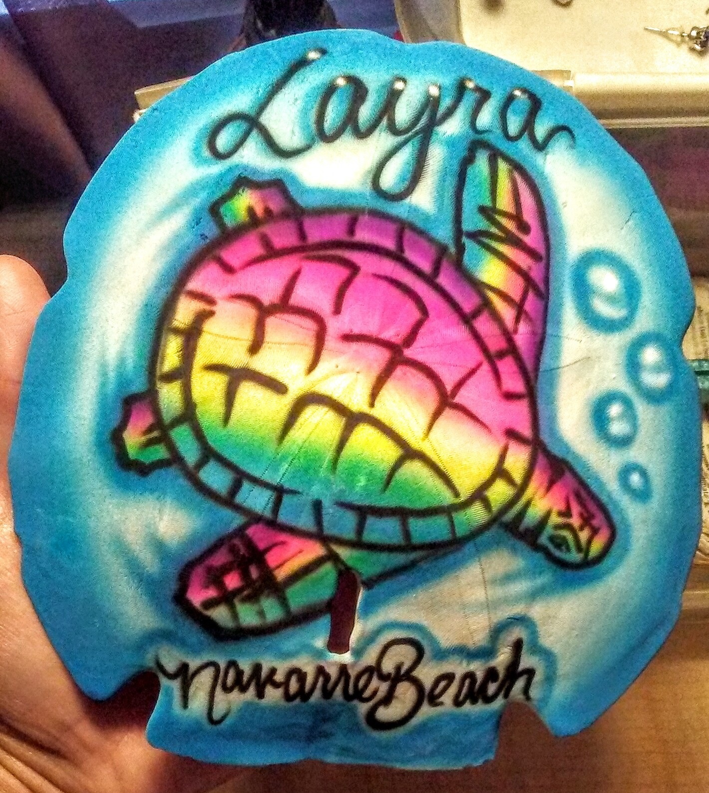 Shell paint with a turtle and my name