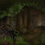 Fairy in the dark swamp wood