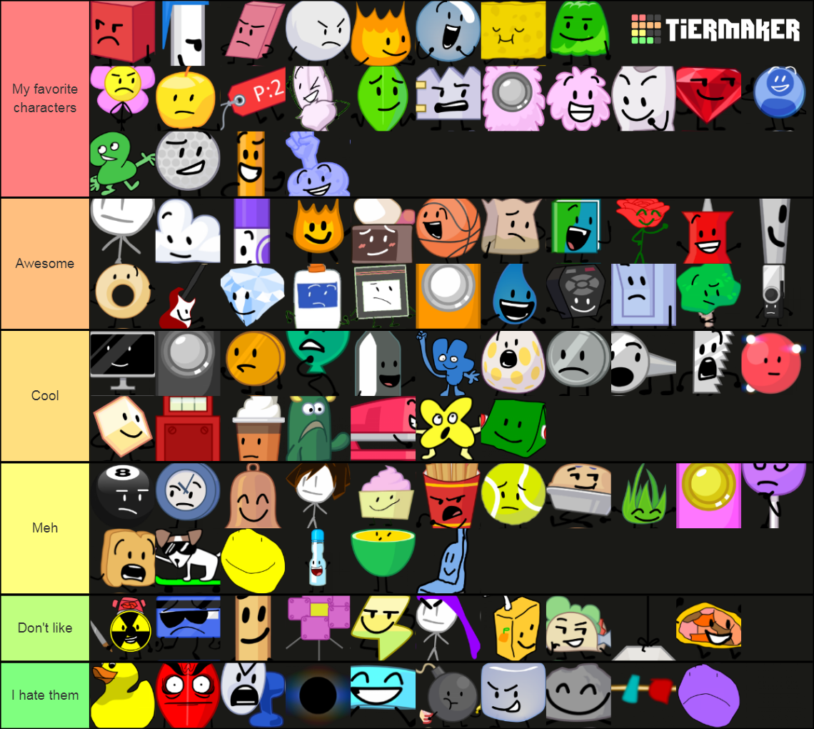all bfdi characters 