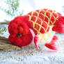 Needle felting goldfish Red and white ranchu