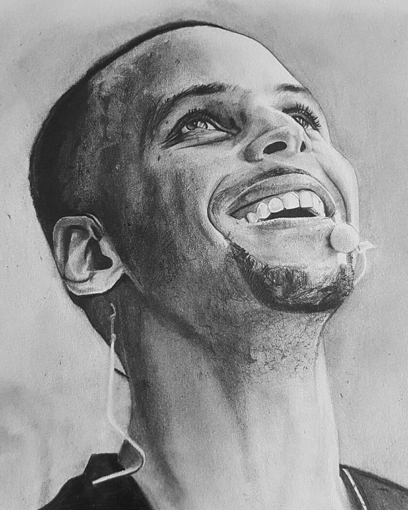 Steph Curry Portrait Drawing by Lorenzo Kastman - Pixels