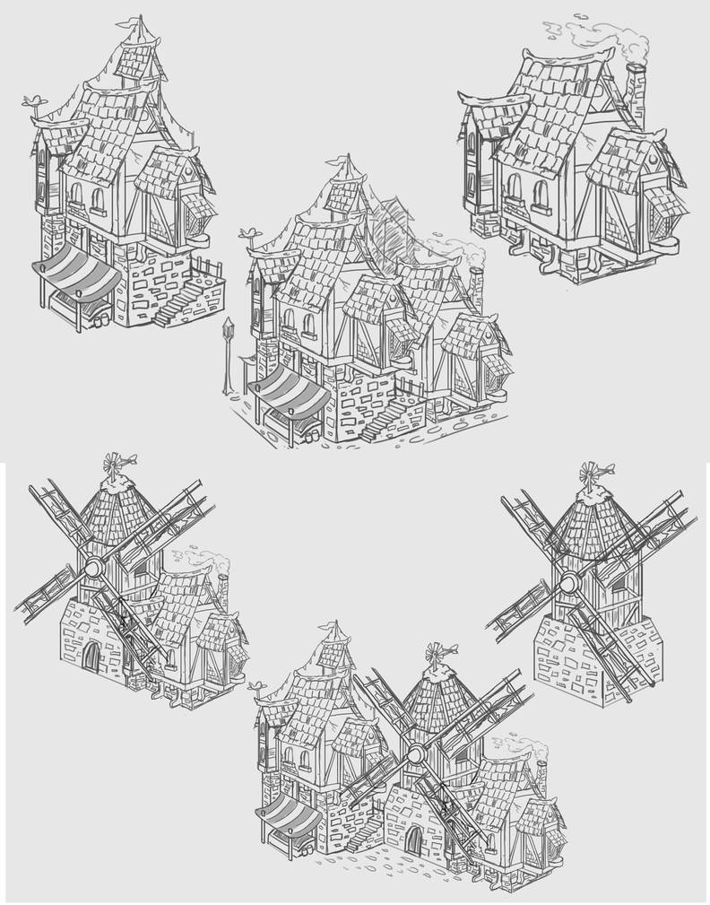Rough Building Structures Practice by romARTic on DeviantArt