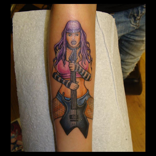 Pin-up guitar tattoo