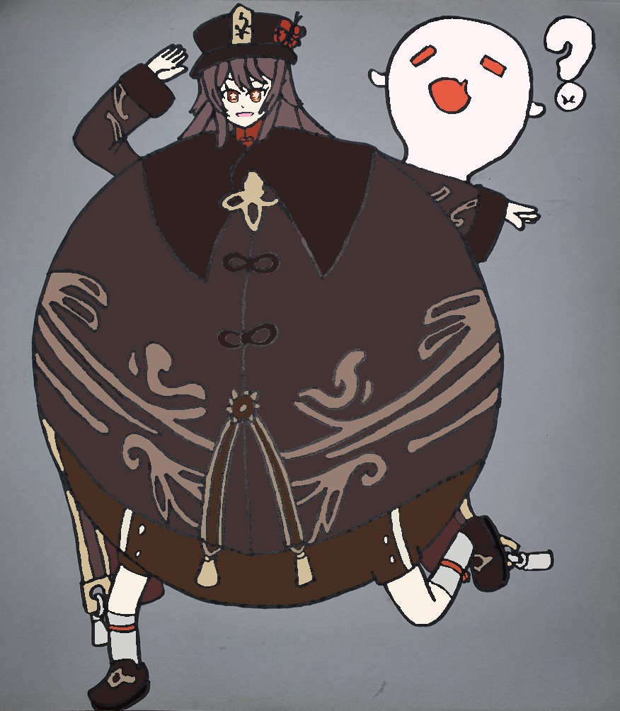 Roly Poly Hu Tao (by Bloondice28) COLORED by LmaoshadeNinja on DeviantArt