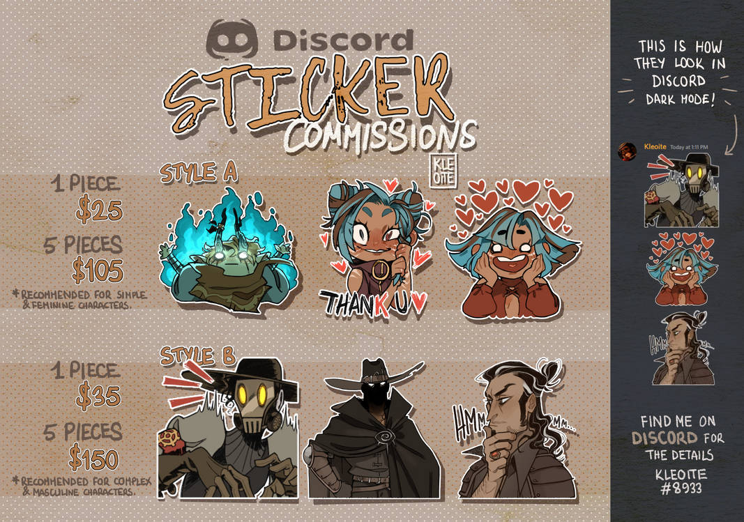Sticker Commissions Discord Sticker Commissions! by Kleoite on DeviantArt