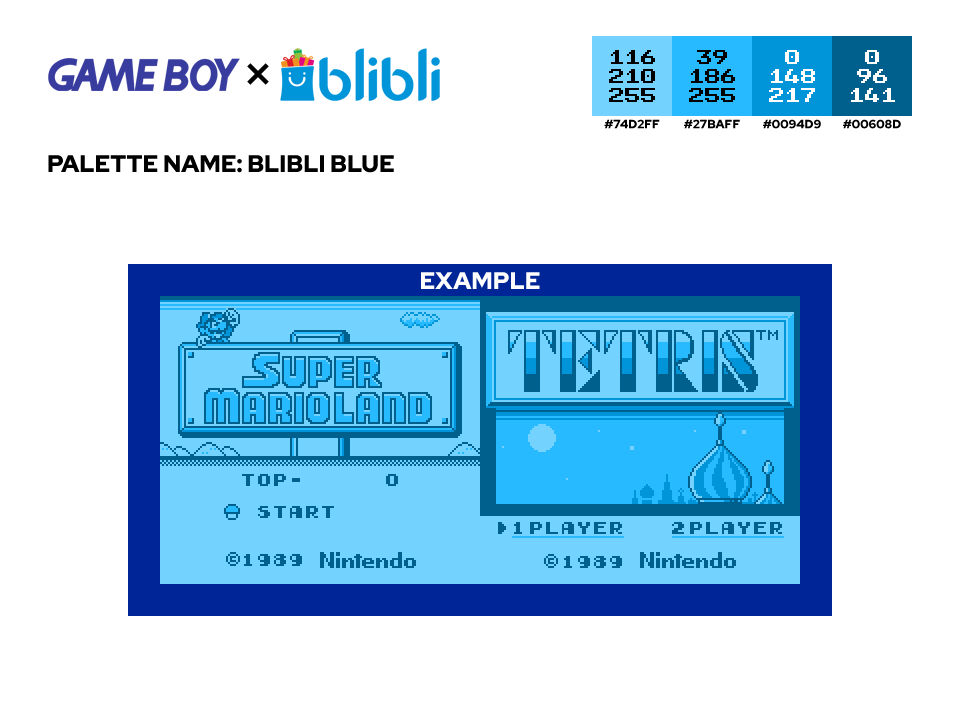 Gameboy Palette: Blibli Blue