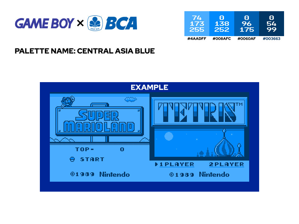 Gameboy Palette: Central Asia Blue