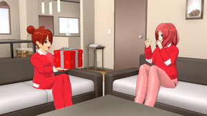 Reddo Gives Present for Maki