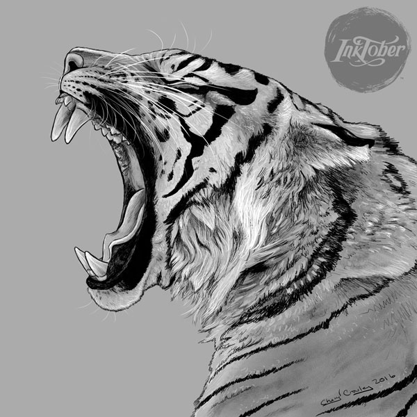 Inktober Day 25: Tired Tiger