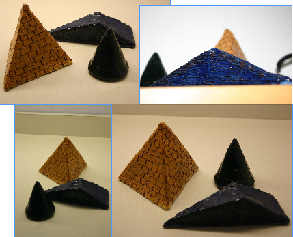 Clay pyramids togeather