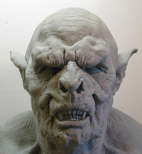 orc mask in clay...