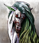 Demon-horse eats a rotten human flesh by FeurigenSatan
