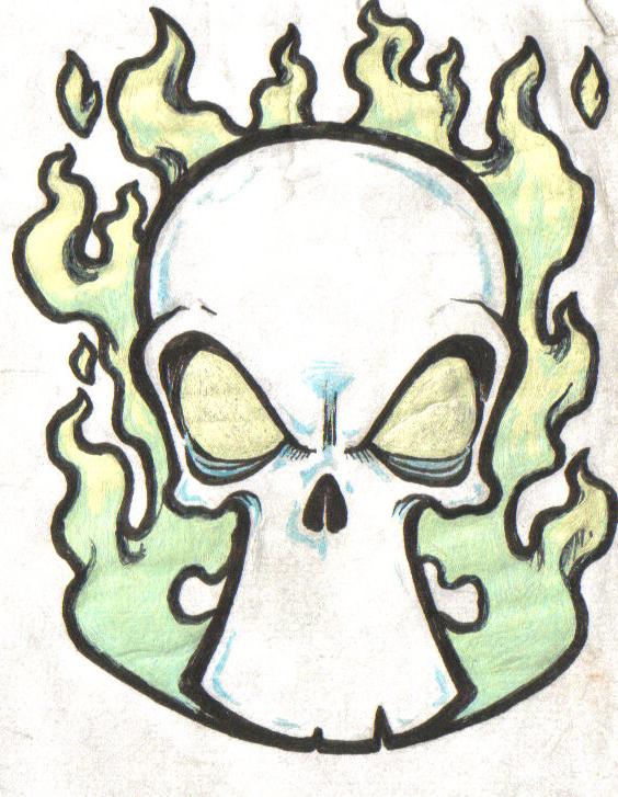 Tattoo Flash Skull and Flames