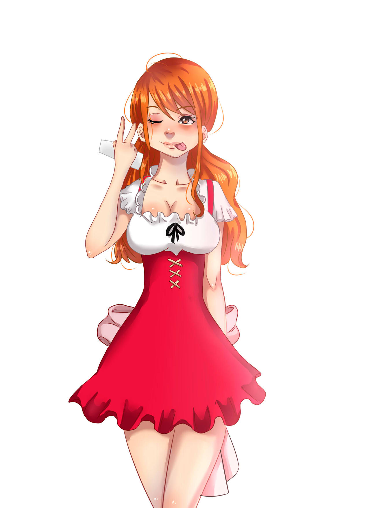 nami red dress whole cake island Nami's Whole Cake Island arc costume