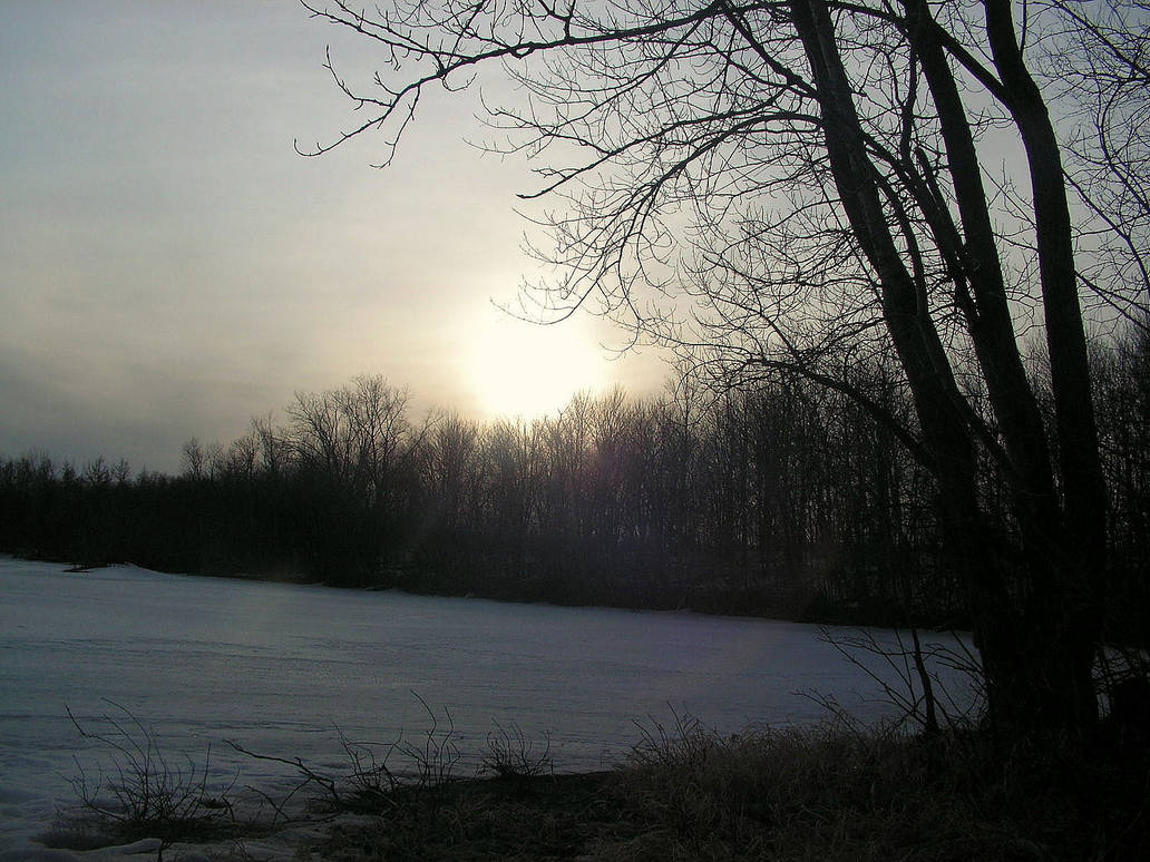 Pale Sunset on a Frozen Lake by JocelyneR