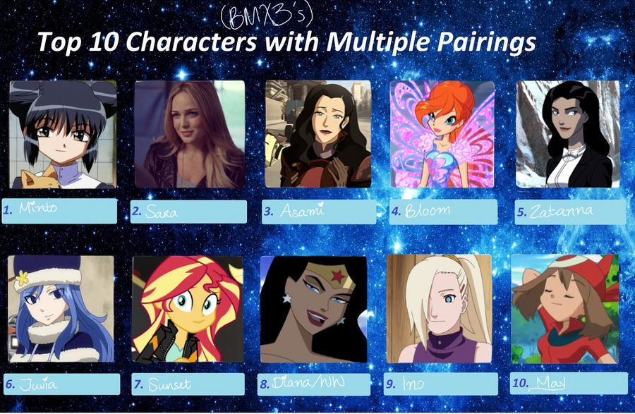 Top 10 Female Characters With Multiple Pairings~ by BrickercupMasterX3 ...