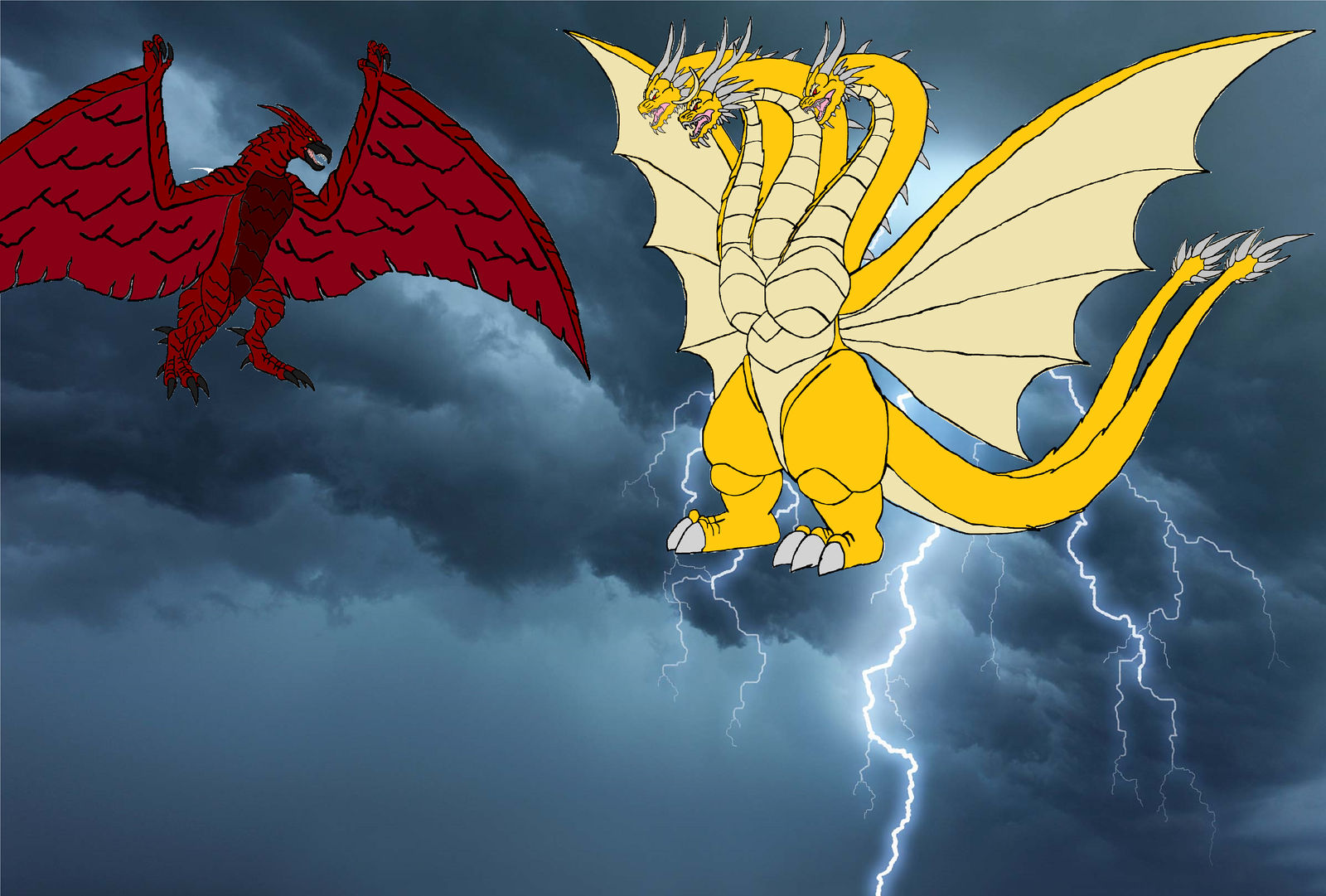 Rodan Vs King Ghidorah by leivbjerga on DeviantArt