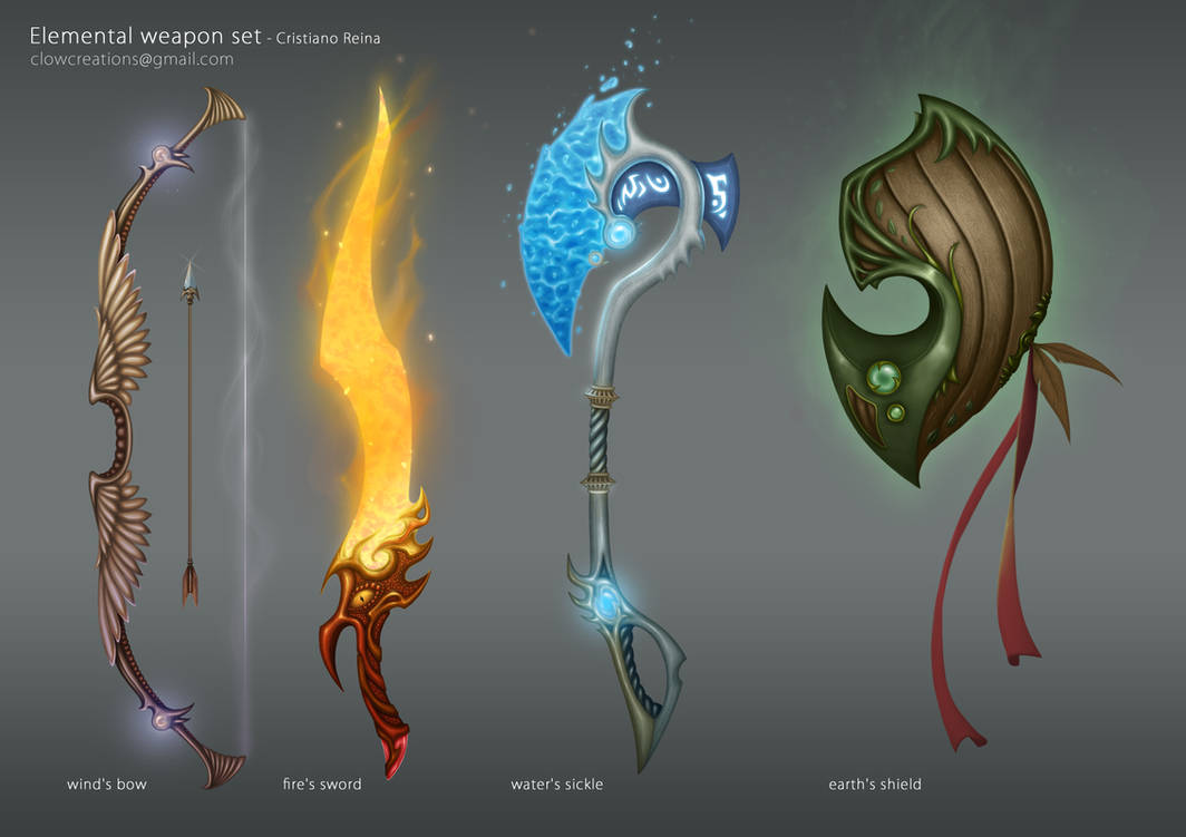 Elemental weapons by CristianoReina on DeviantArt