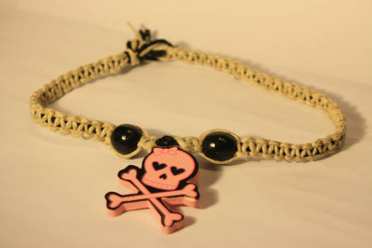 Pink and Black Skull Hemp Necklace