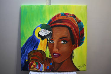 The lady with the macaw