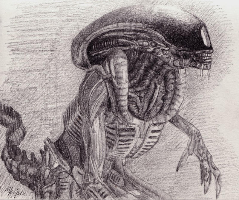 H R Giger Alien Drawing By Wykdtron On Deviantart