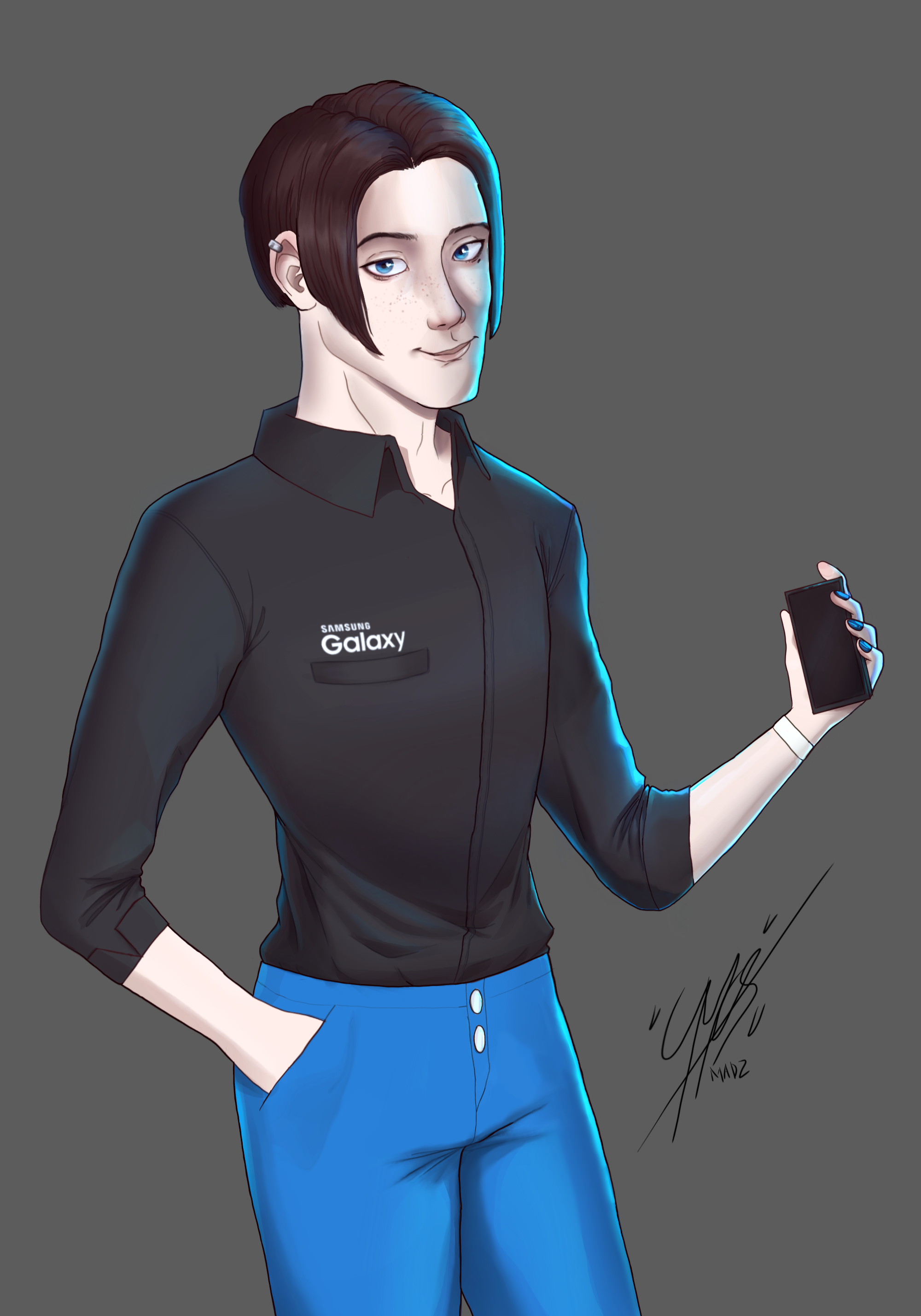 for hire] Sam Samsung assistant fanart I can do half body for only