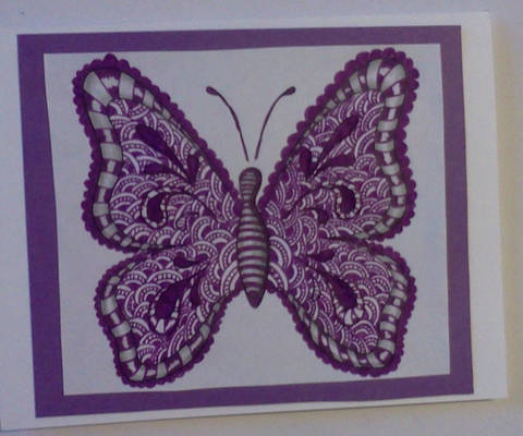 Purple Butterfly Zentangle Card