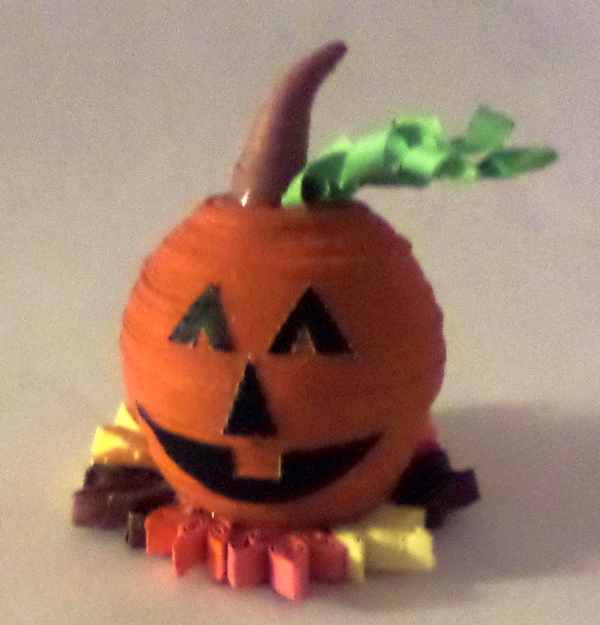 3d miniture pumpkin with leaves