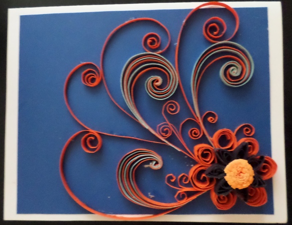 Quilled orange flower card