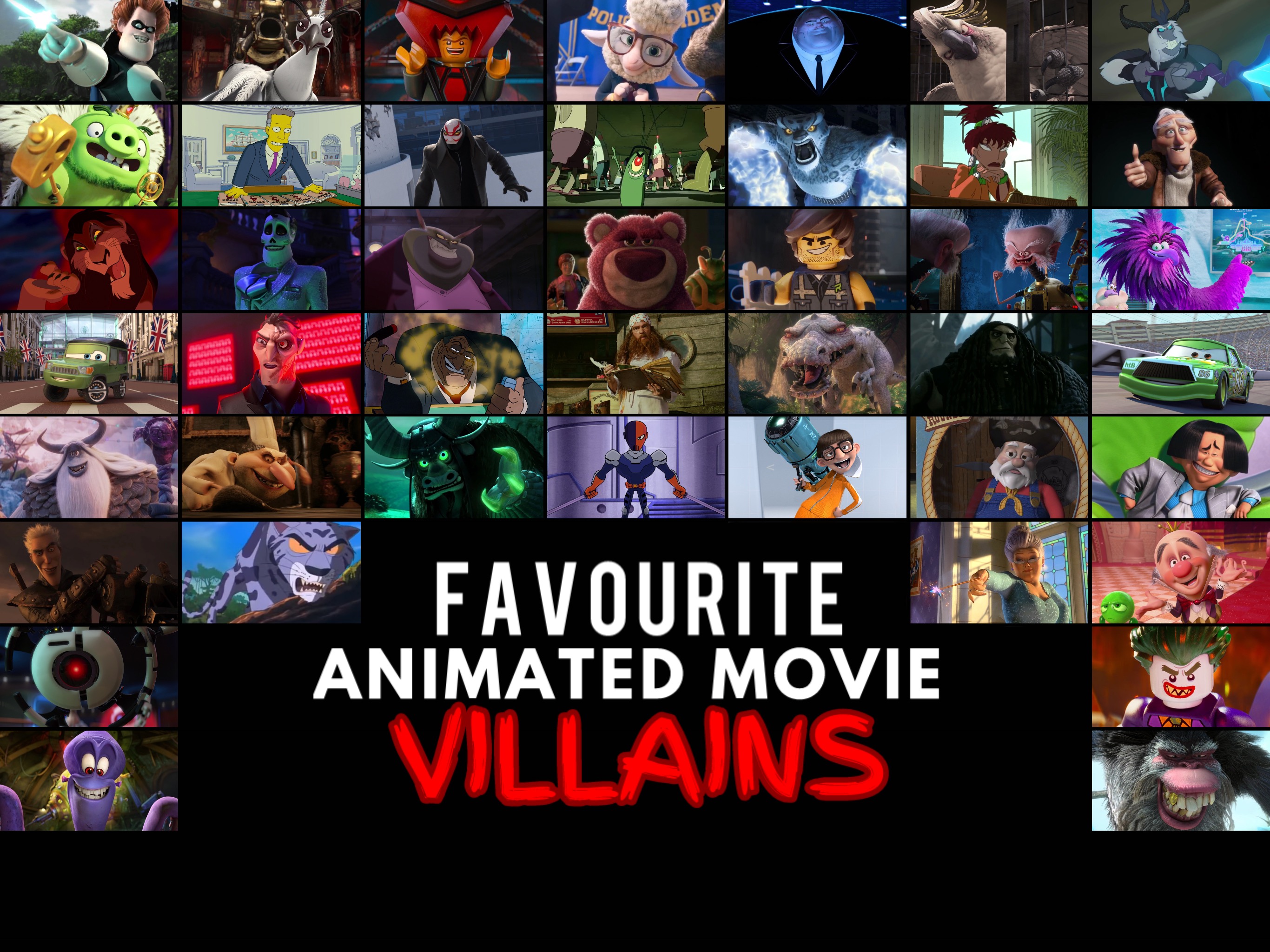 Favourite Animated Movie Villians by JustSomePainter11 on DeviantArt Favourite Animated Movie Villians by JustSomePainter11 on DeviantArt