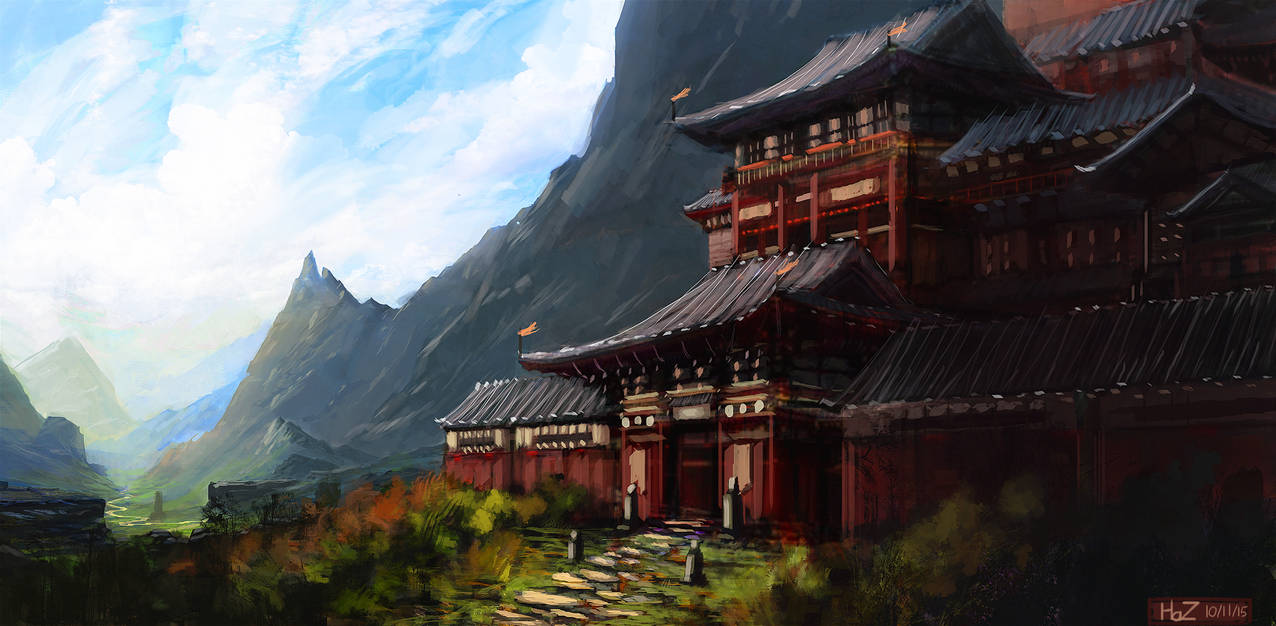 Asian Temple by HazPainting