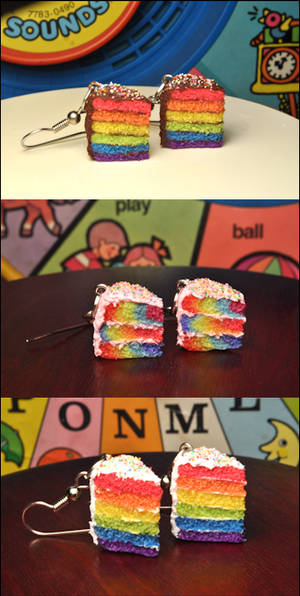 rainbow cake earrings