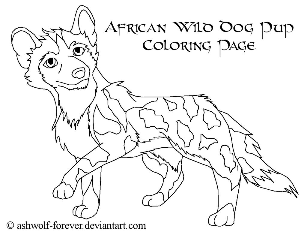 FREE African Wild Dog Pup Coloring Page by AshWolf-Forever on ...
