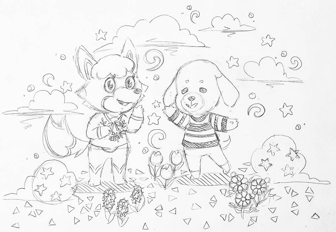 Animal Crossing: Skye and Daisy sketch