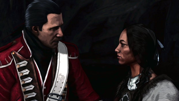 Haytham Kenway with Kaniehti:io (Ziio)