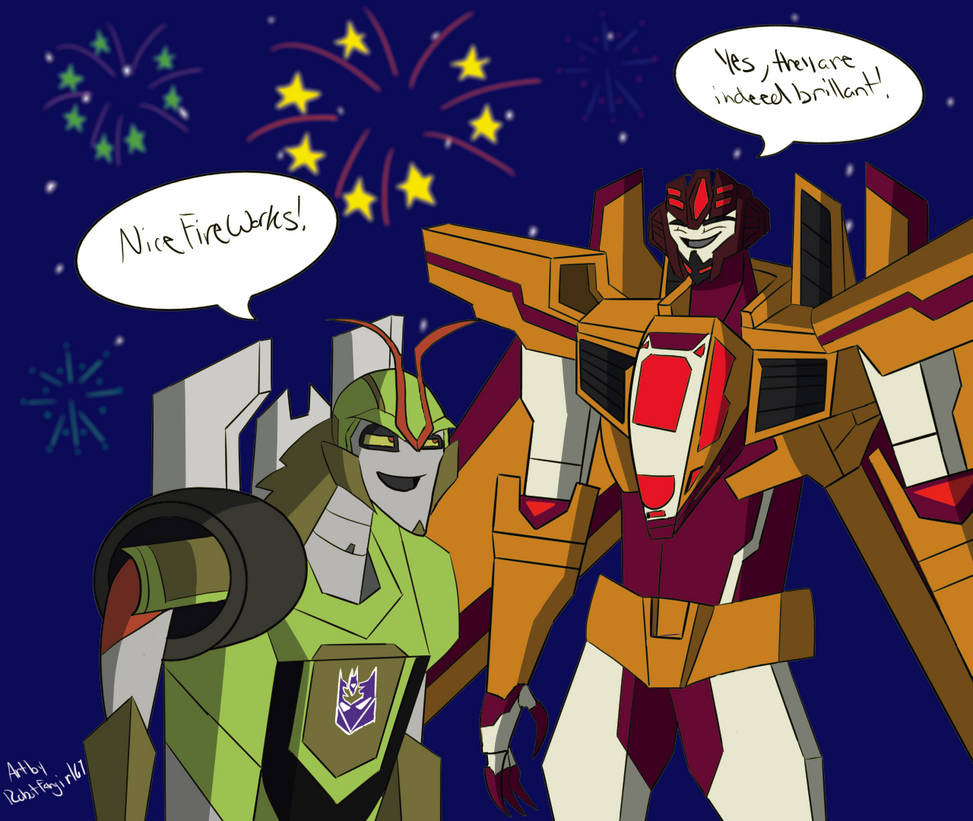 Requested: RID 2015 Sunstorm and KickBack by Robotfangirl67 on DeviantArt