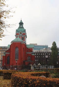 Sankt Jacobs Church autumn in Stockholm Sweden