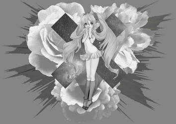 black and white hatsune miku