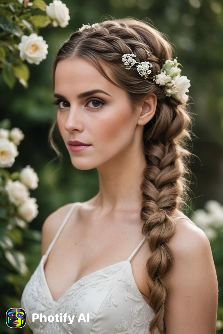 Emma Watson with a braid