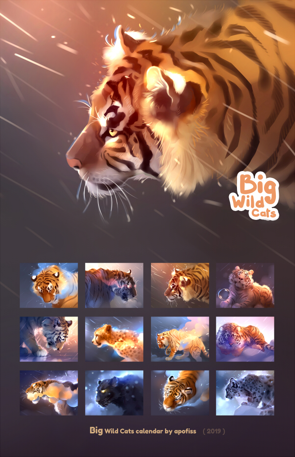 2019 calendar - Big Wild Cats by Apofiss