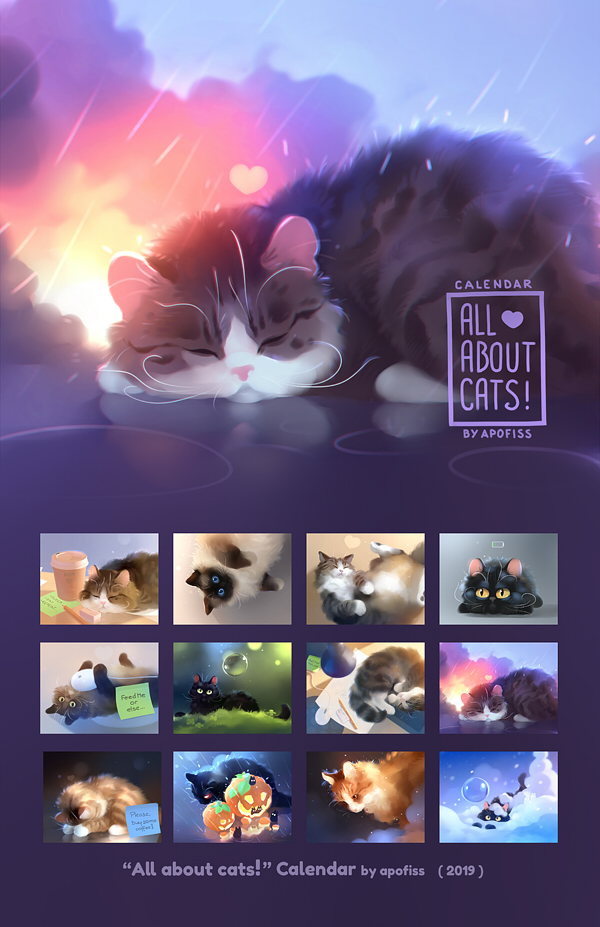 2019 calendar - All about Cats! by Apofiss