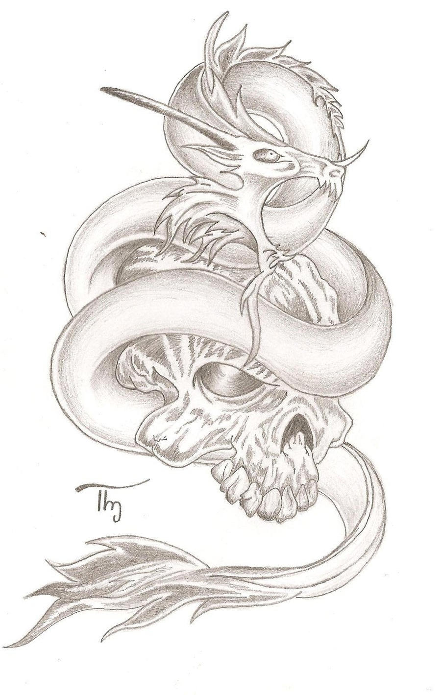 Skull and dragon tattoo by Lechadias on DeviantArt