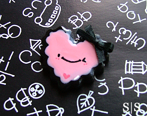 Pink Black Heart Charm