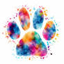 Dog Paw Print Graphics in Impressionistic Art S...