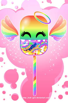 smiling rainbow cupid lollipop