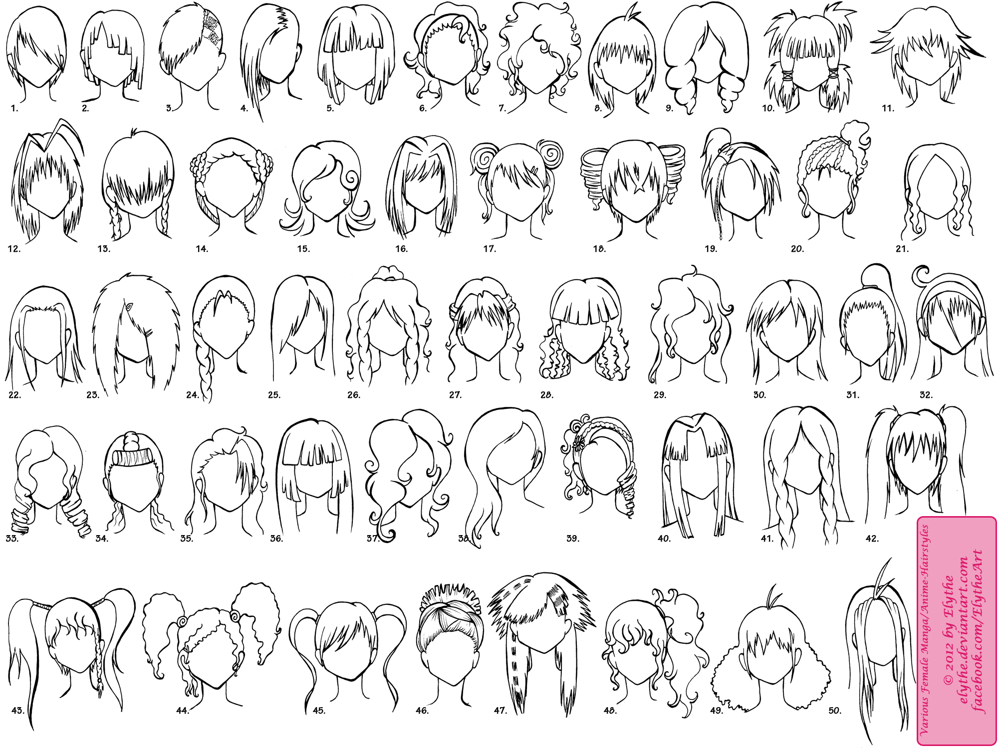 Various Female Anime+Manga Hairstyles by Elythe on DeviantArt